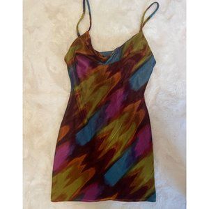 Urban Outfitters Velvet Mallory Cowl Neck Slip Dress, Multi Colored, Size SMALL